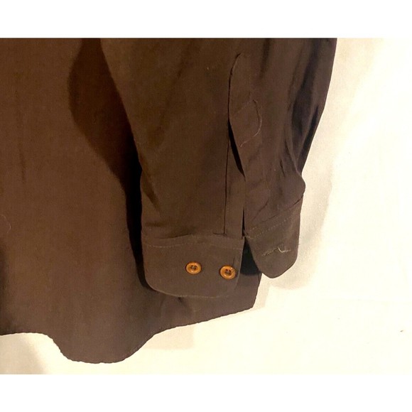 Brian Brothers Collection Mens Shirt L 16- 16.5 Brown Long Sleeves Banded VTG - Picture 12 of 12